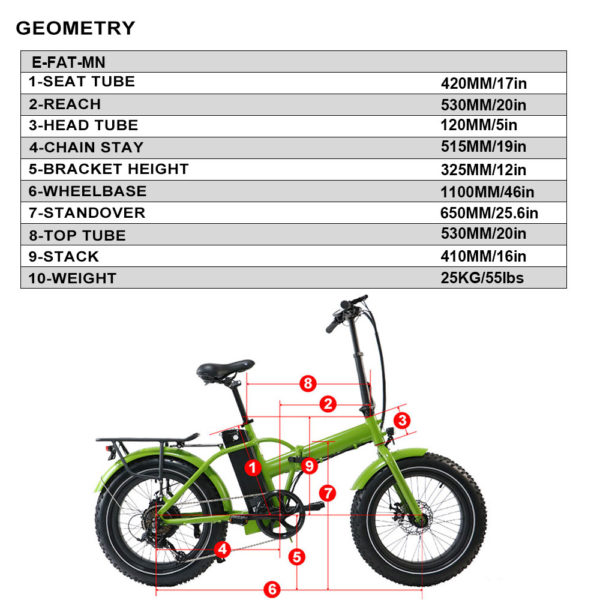 20" Fat Tire Model E-FAT-MN E-Bike - Image 16