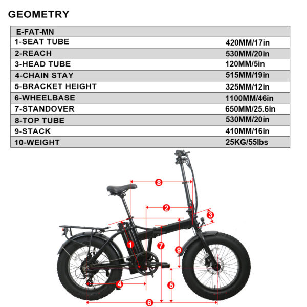 20" Fat Tire Model E-FAT-MN E-Bike - Image 43