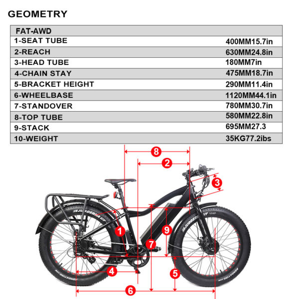 26" Fat Tire Model FAT-AWD E-Bike - Image 17